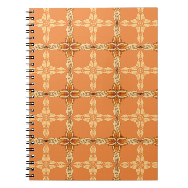 Cuaderno antecedentes de naranja con abstractabas de tribu  (Frente)