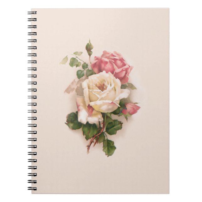 Cuaderno Antecedentes de rosas blancas/rosadas anticuadas (Frente)