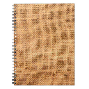 Cuaderno Antecedentes de tela de arpillera marrón o tela de