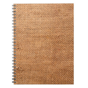 Cuaderno Antecedentes de tela de arpillera marrón o tela de
