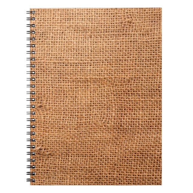 Cuaderno Antecedentes de tela de arpillera marrón o tela de (Frente)