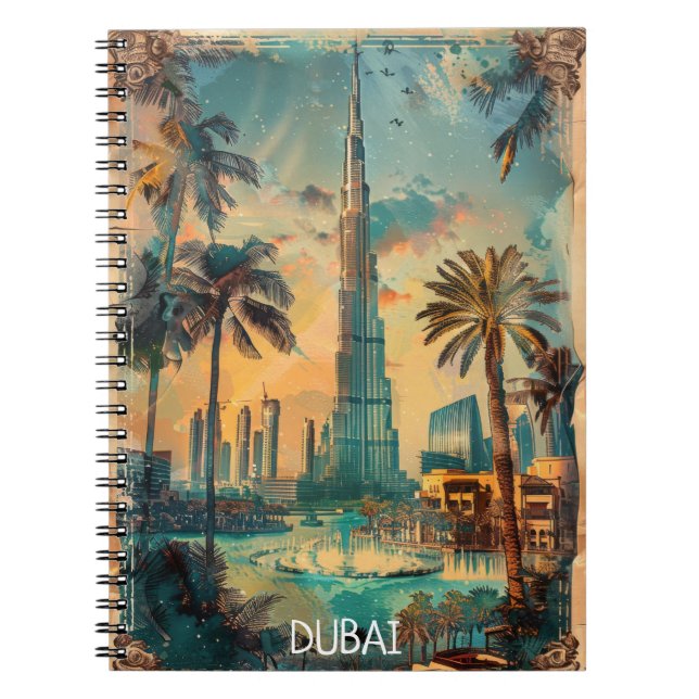 Cuaderno Antigua Dubai Emiratos Árabes Unidos Burj Khalifa (Frente)