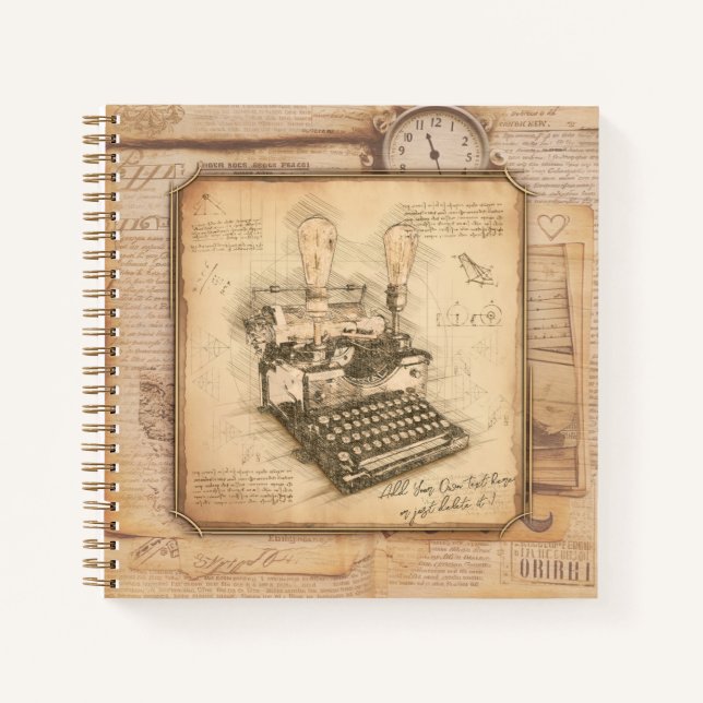 Cuaderno Antigua máquina de escribir. Regalo de autor/escri (Anverso)