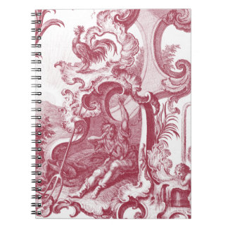 Cuaderno Antigüedad francesa elegante Red Toile de Jouy del