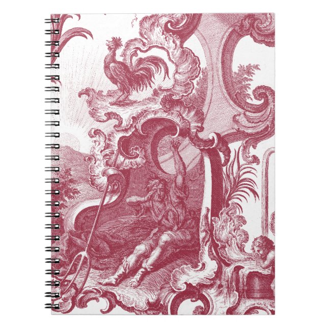 Cuaderno Antigüedad francesa elegante Red Toile de Jouy del (Frente)