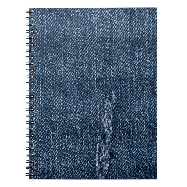 Cuaderno Antiguo denim desgarrado: textura de jeans. (Frente)