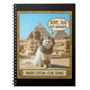 Cuaderno Antiguo Faraón Real Divertido Gato Blanco de Egipt