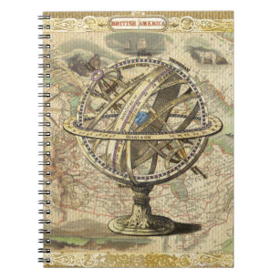 Cuaderno Antiguo mapa de la brújula del oso polar de Améric