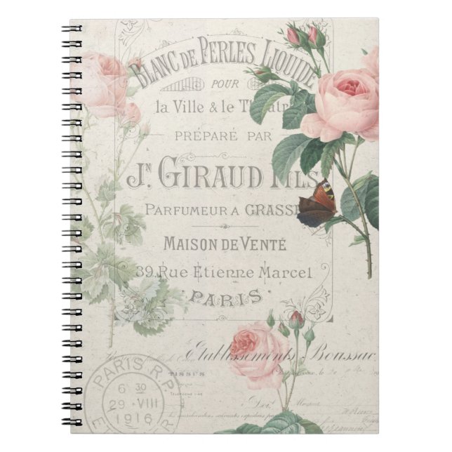 Cuaderno Antiguo Rosa Redoute-Ephemera (Frente)