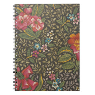 Cuaderno Antiguo toile francés de Jouy ramas florales de lo