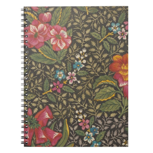 Cuaderno Antiguo toile francés de Jouy ramas florales de lo (Frente)