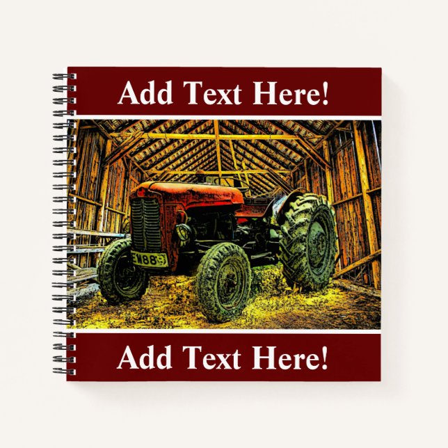 Cuaderno Antiguo Tractor Rojo Rústico Barn (Anverso)