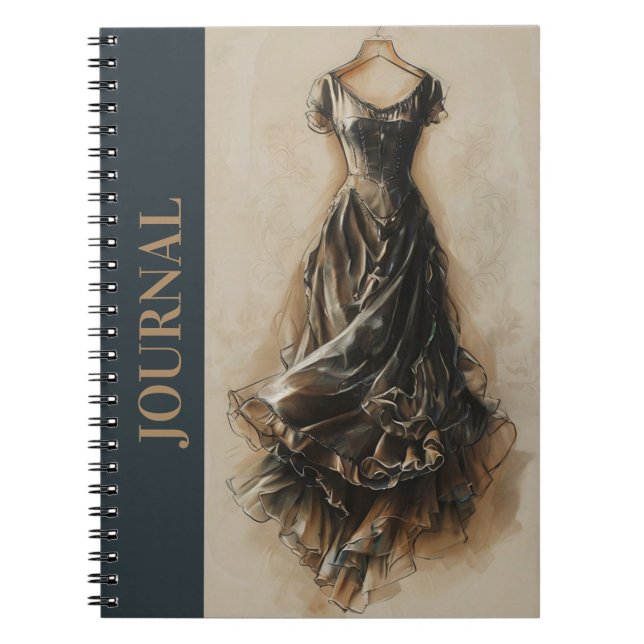 Cuaderno Antiguo vestido negro de moda LBD (Frente)