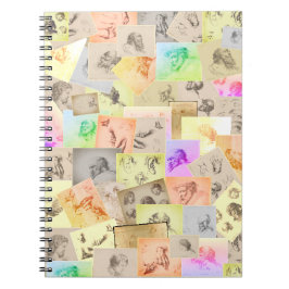 Cuaderno Antiguos estudios de lápiz de cabezas, manos, oido