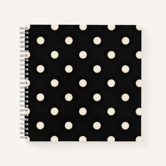 Cuaderno Antiguos puntos de Polka Blanco en negro (Anverso)