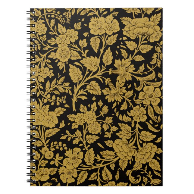 Cuaderno Antique Gold Floral Indian Lac-work Black Pattern (Frente)