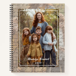 Cuaderno Antique Handwritten Script Personalized Photo
