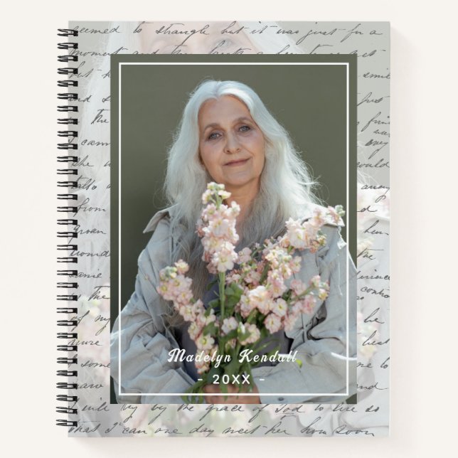 Cuaderno Antique Script Handwriting Personalized Photo (Anverso)