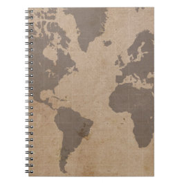 Cuaderno Antiqued del mapa del mundo