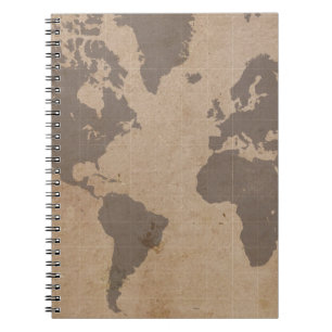 Cuaderno Antiqued del mapa del mundo