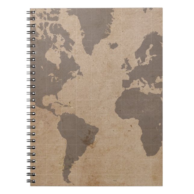 Cuaderno Antiqued del mapa del mundo (Frente)