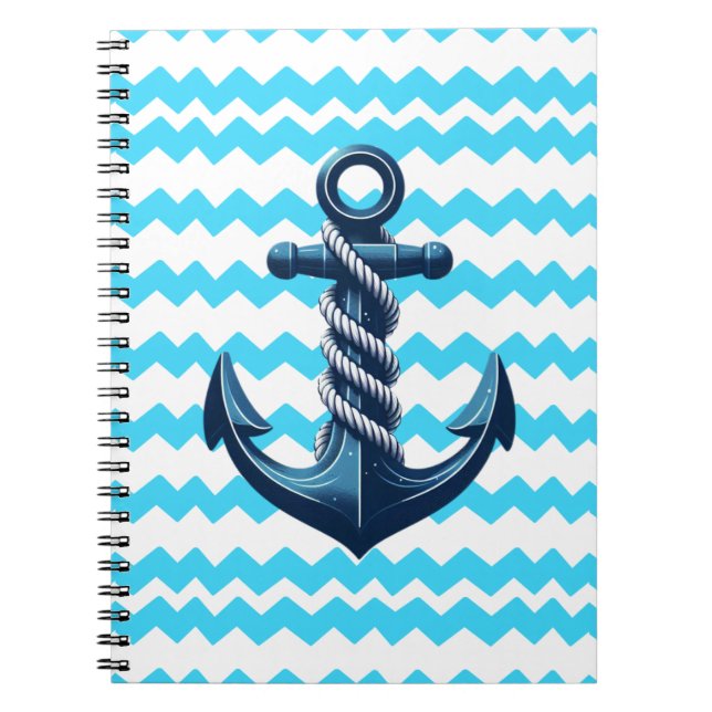 Cuaderno Anuncio azul con olas azules (Frente)