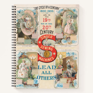 Cuaderno Anuncio de máquina de coser de cantante vintage