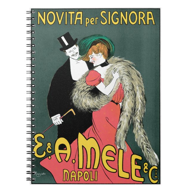 Cuaderno Anuncio de moda de estilo Art Nouveau italiano (Frente)