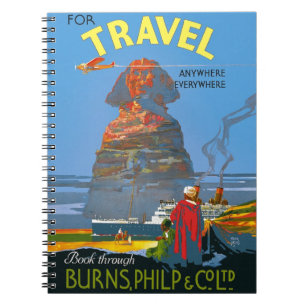 Cuaderno Anuncio de viaje aéreo de Egipto vintage