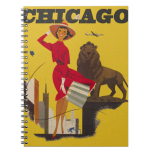 Cuaderno Anuncio de viaje aéreo vintage Chicago EE. UU.