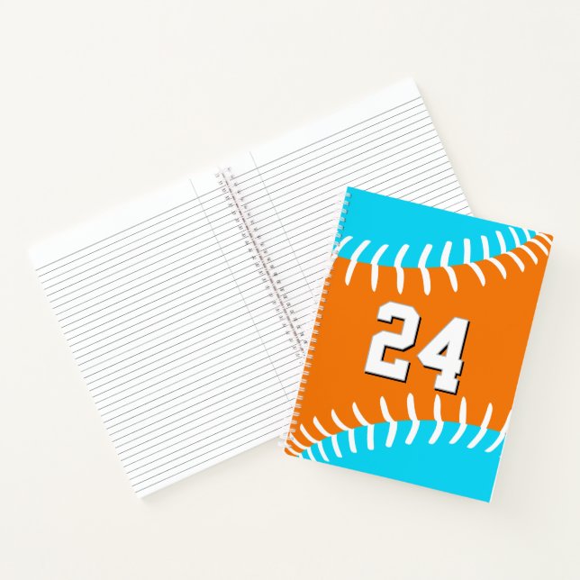 Cuaderno ANY team colors baseball softball w jersey number (Interior)