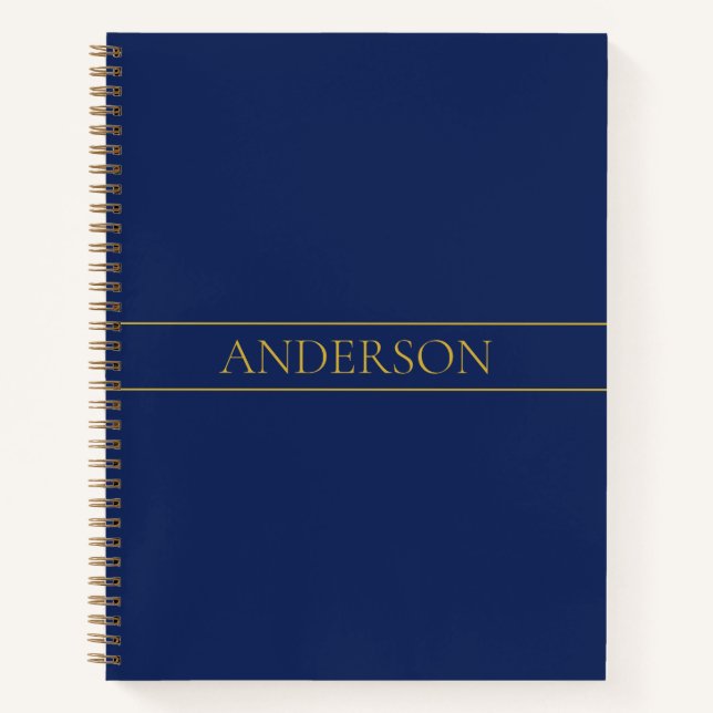 Cuaderno Apellido o empresa Navy Blue & Gold Name (Anverso)