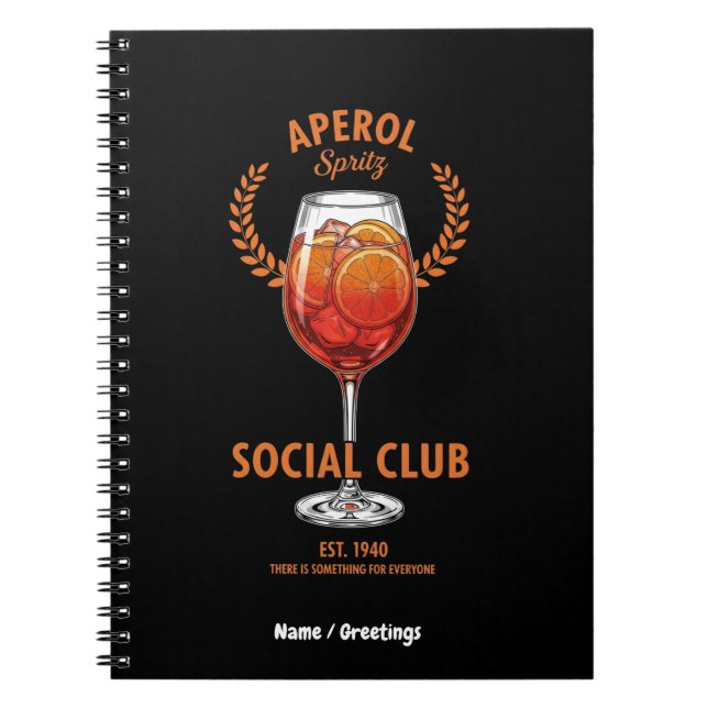 Cuaderno Aperol Spritz Social Club Funny Cute Drinks Design (Frente)