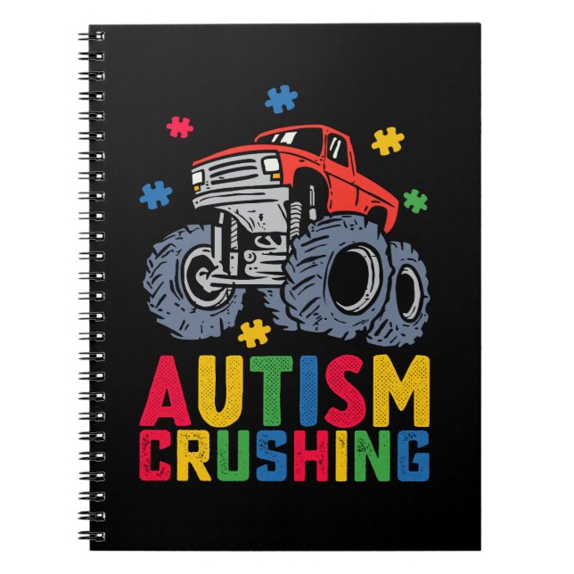 Cuaderno Aplastante de autismo Monstruo Camión Concientizac (Frente)