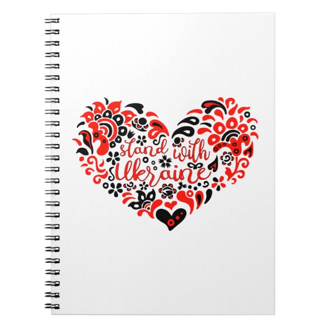 Cuaderno Apoyar a Ucrania con letras y corazón (Frente)