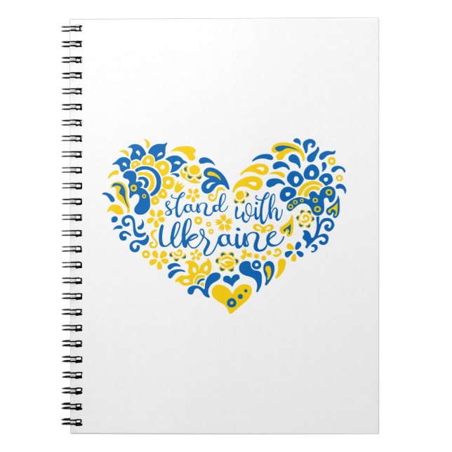 Cuaderno Apoyar a Ucrania con letras y corazón (Frente)