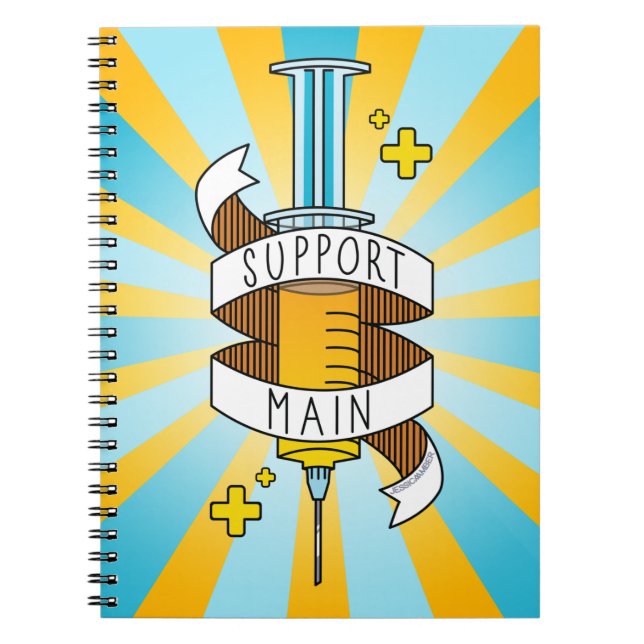 Cuaderno Apoyar la jeringa Personalizado amarilla del jugad (Frente)