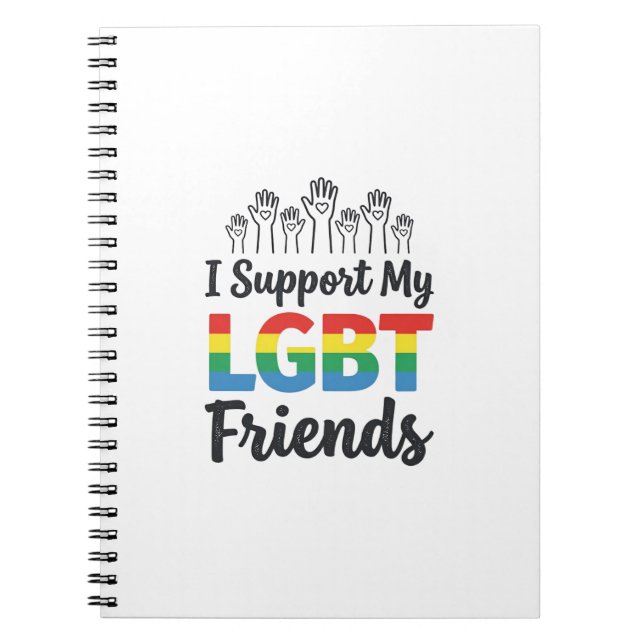 Cuaderno Apoyo a mis amigos LGBT Vector Orgullo Arcoíris De (Frente)