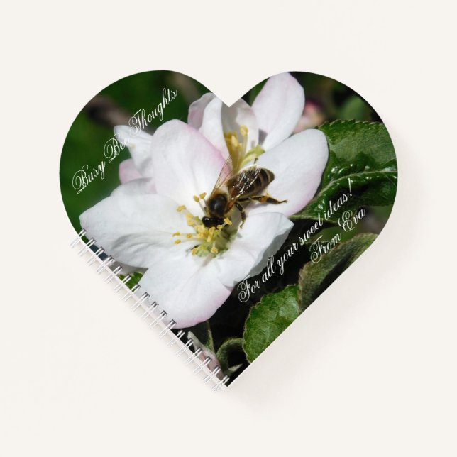 Cuaderno Apple Blossom & Bee Macro Photo | Heart Notebook (Anverso)