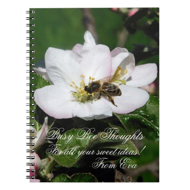 Cuaderno Apple Blossom & Bee Macro Photo | Personalized Nam (Frente)