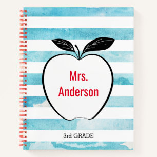 Cuaderno Apple del profesor en franjas de color azul