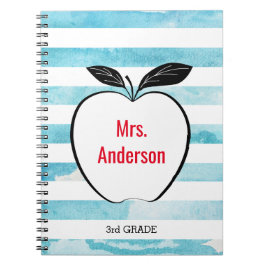 Cuaderno Apple en franjas de color azul para profesor
