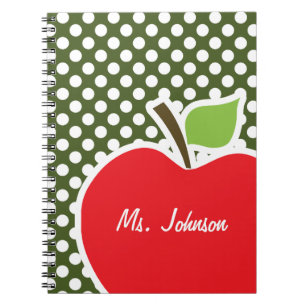 Cuaderno Apple en puntos de polka verde oscuro