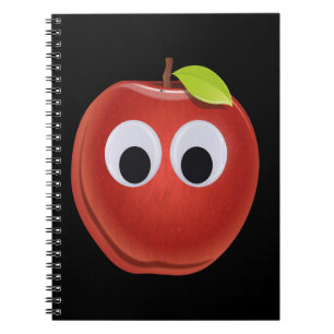 Cuaderno Apple, fruta roja con ojos de google - Personaliza