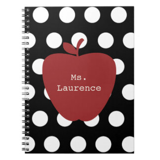 Cuaderno Apple y profesor rojos del lunar