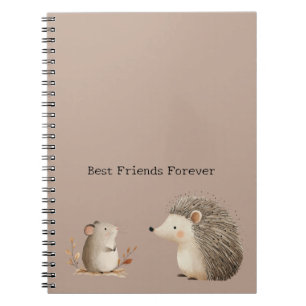 Cuaderno Apreciación del erizo y ratón marrón crema lindo
