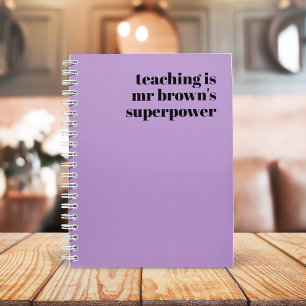 Cuaderno Apreciación del profesor Retro Superpoder Púrpura