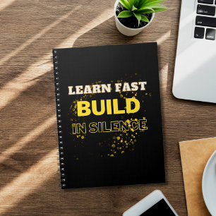 Cuaderno Aprende Rápido Construye En Silencio Frase Motivac