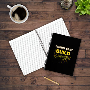 Cuaderno Aprende Rápido Construye En Silencio Frase Motivac