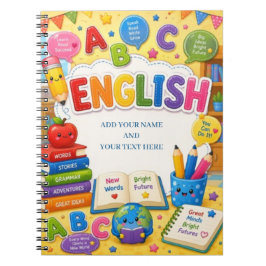 Cuaderno Aprendizaje de ABC en inglés para niños lindos y c